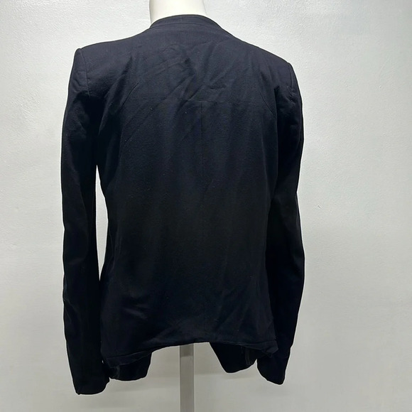 Helmut Lang Blazer Jacket Flash Drape Waterfall Shoulder Pads Navy Black Size 2 - Picture 7 of 10